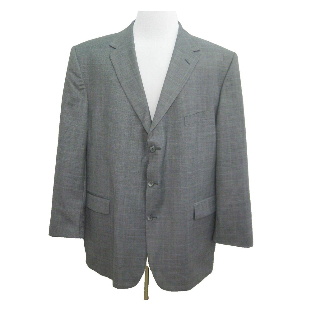 Stafford Sport Coat Men's Size 50R Gray Wool 3 Button Wool Blazer Suit Jacket